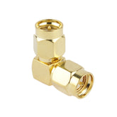 Adaptador SMA macho a SMA macho chapado en oro con ángulo de 90 grados, SMA macho a macho